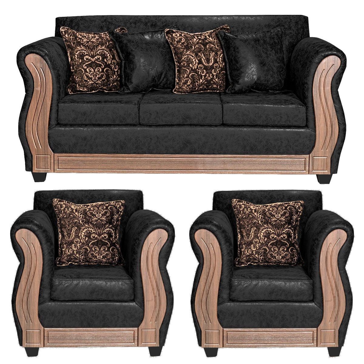 ADONIS LEUDH - Living 3+1+1 Caburgua Envejecido Negro X