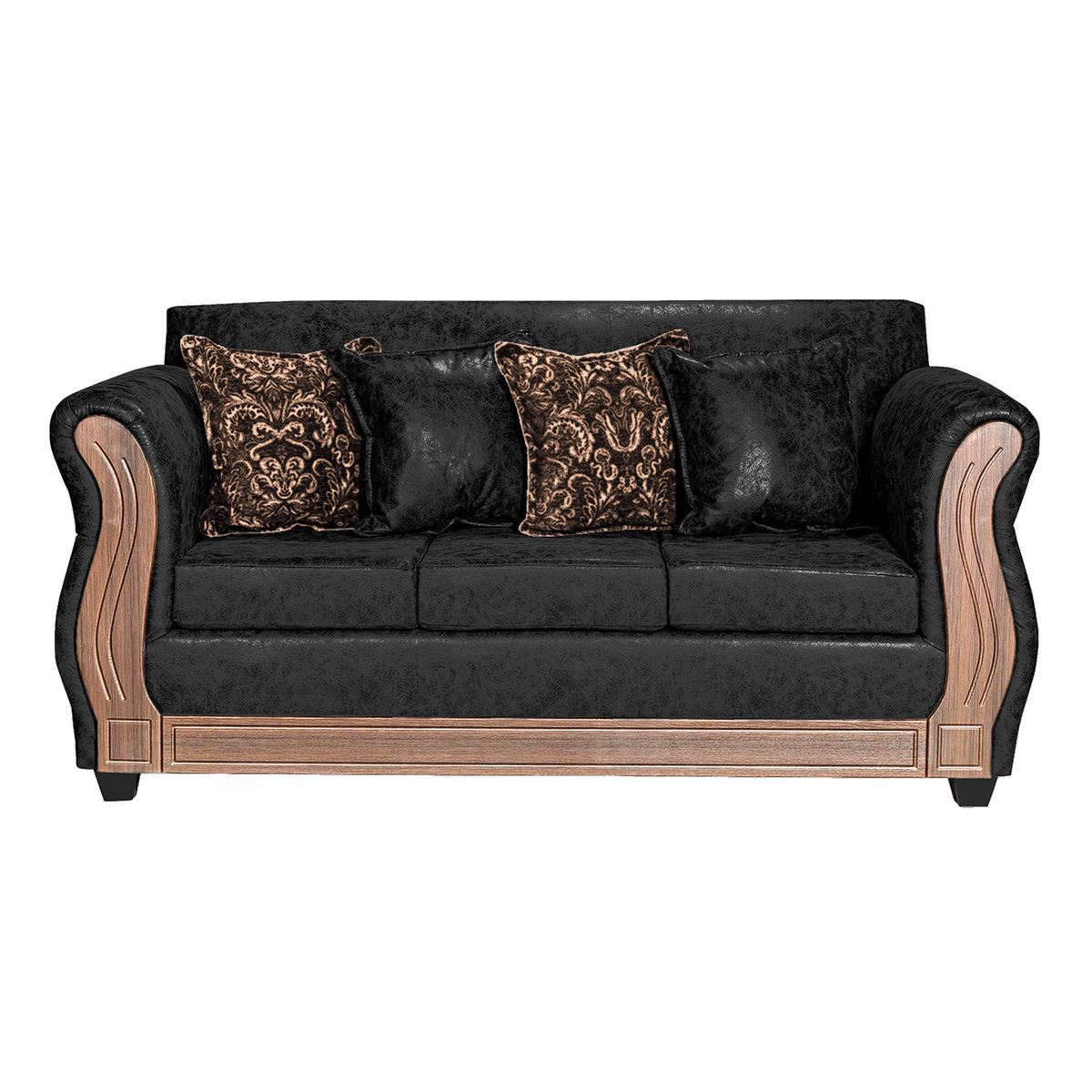 ADONIS LEUDH - Sofá 3 Personas Caburgua Envejecido Negro X