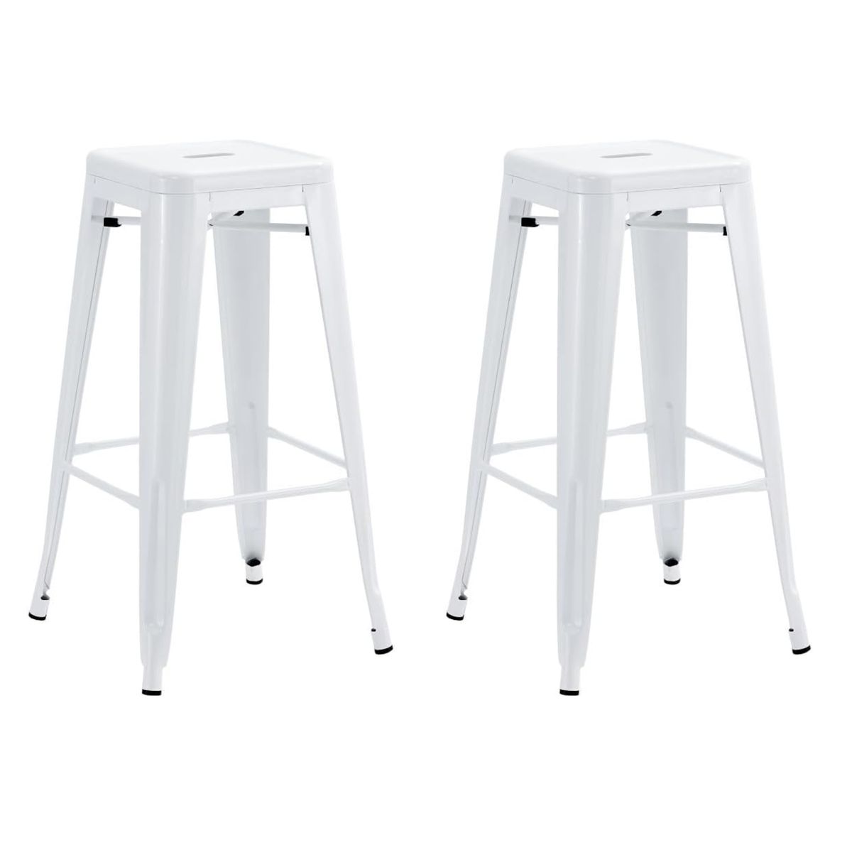 ITAHOME - SET DE 2 PISOS DE BAR METAL TOLIX BLANCO