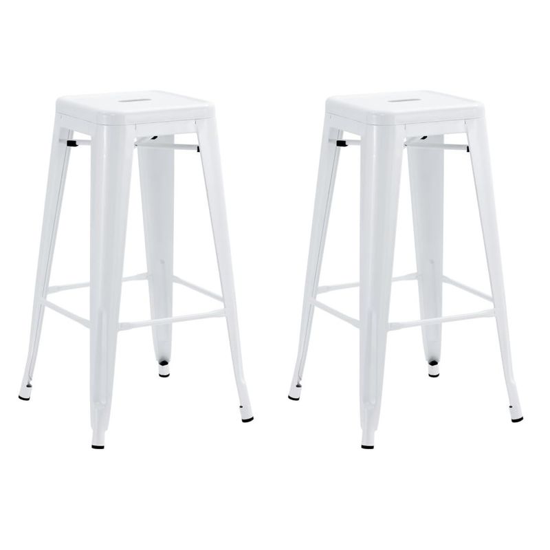 ITAHOME - SET DE 2 PISOS DE BAR METAL TOLIX BLANCO