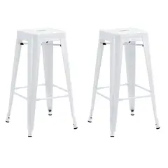 ITAHOME - SET DE 2 PISOS DE BAR METAL TOLIX BLANCO