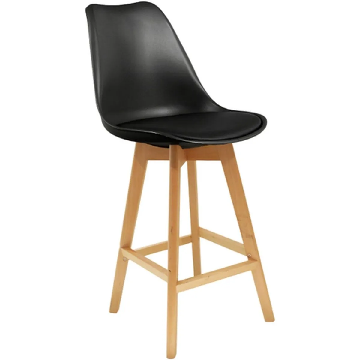 ITAHOME - SET DE 4 PISOS DE BAR TULIP NEGRO MADERA
