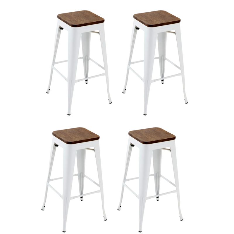 ITAHOME - SET DE 4 PISOS DE BAR VERONA MADERA BLANCO