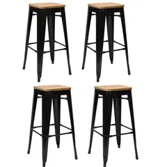 ITAHOME - SET DE 4 PISOS DE BAR VERONA MADERA NEGRO