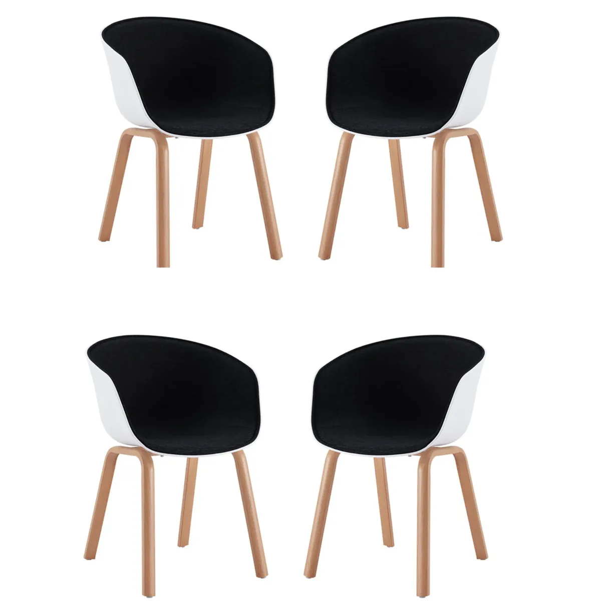 ITAHOME - SET DE 4 SILLAS DE COMEDOR NAPOLES NEGRO BLANCO