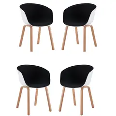 ITAHOME - SET DE 4 SILLAS DE COMEDOR NAPOLES NEGRO BLANCO