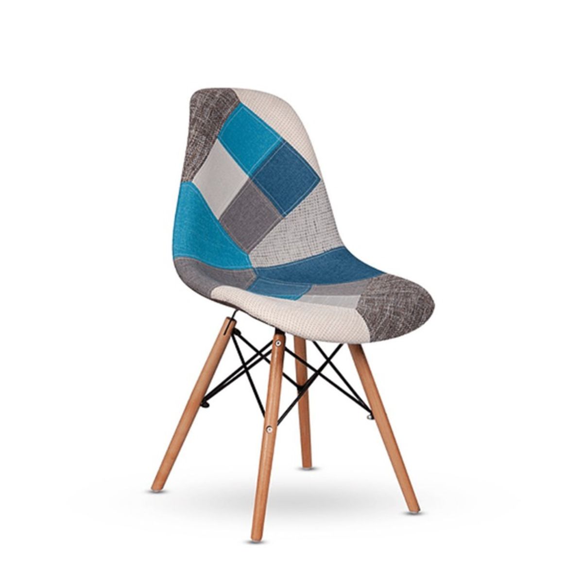 ITAHOME - SILLA DE COMEDOR PATCHWORK CLASICA TURQUESA