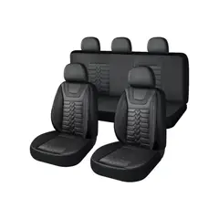 IMPORTCLICK - Set Fundas Cuero Cubre Asientos Automóvil Completo Deluxe Negro