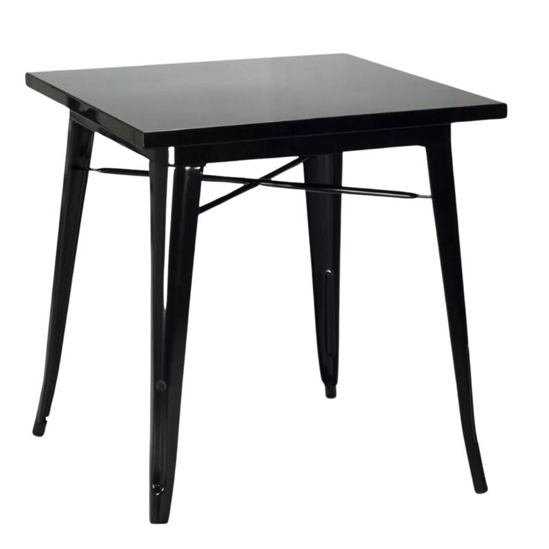 ITAHOME - MESA COMEDOR CUADRADA METAL TOLIX 80x80 CM NEGRA