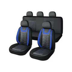 IMPORTCLICK - Set Fundas Cuero Cubre Asientos Automóvil Completo Deluxe Azul