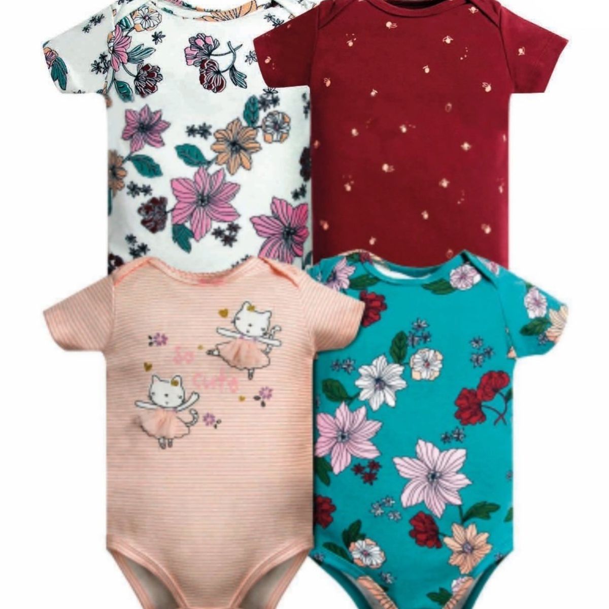 TEDMIMAK - bodys manga corta set 4 unidades