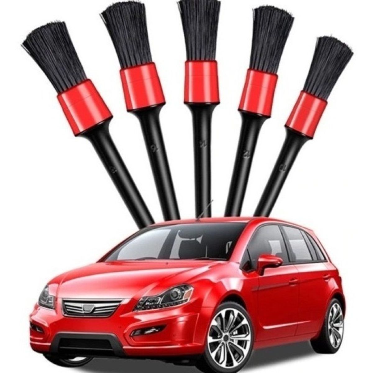 GENERICO - Set 5 Pinceles Brochas Limpieza Detallada Detailing