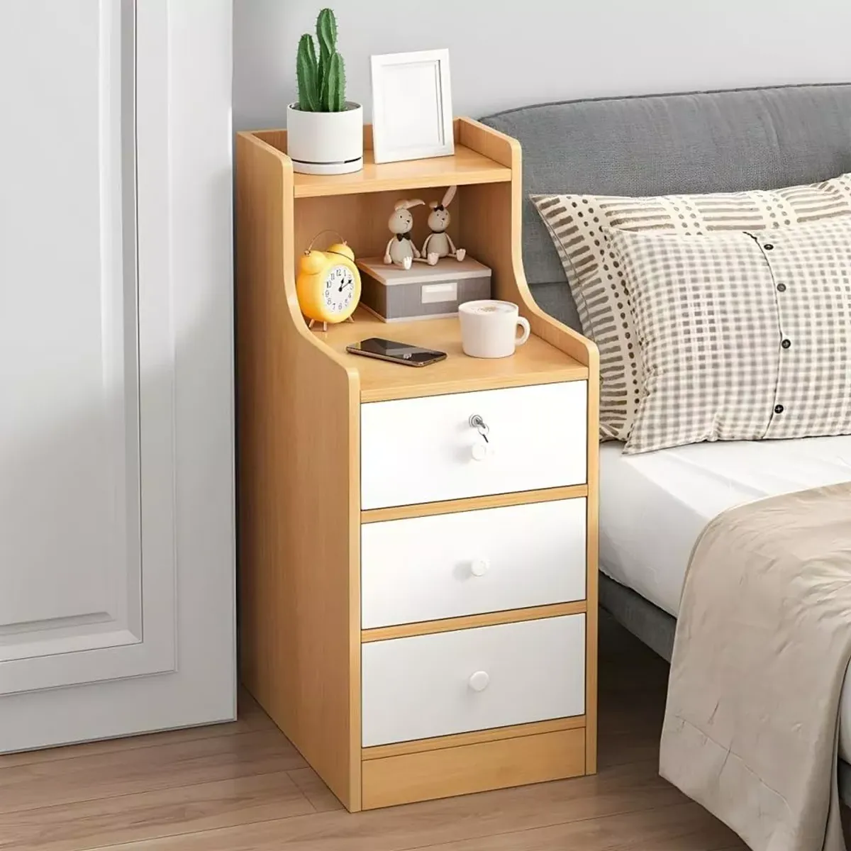 BLUEDREAMER - Velador 3 Cajones y repisa superior