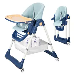 VIDITA - Silla De Comer Bebé Plegable con Ruedas Altura Ajustable