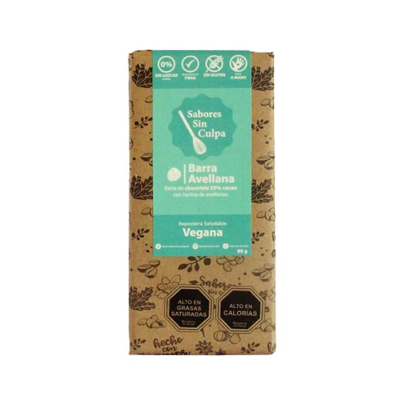 SABORES SIN CULPA - Chocolate Amargo-Avellana Vegana SABORES SIN CULPA