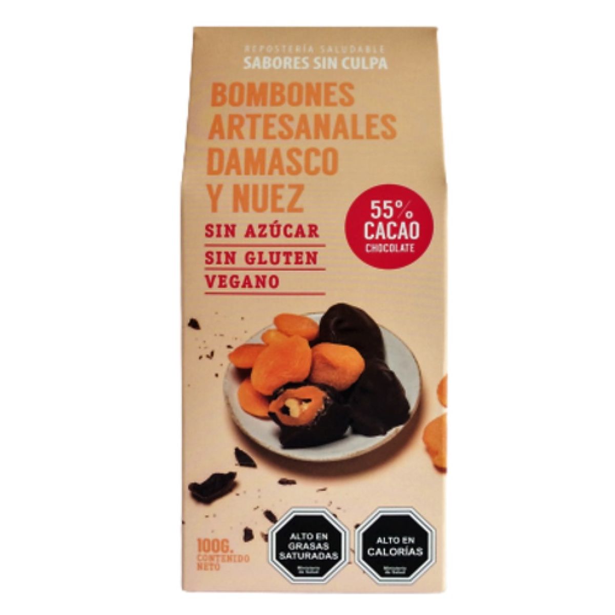 SABORES SIN CULPA - Bombones Artesanales Damasco Nuez Vegano SABORES SIN CULPA