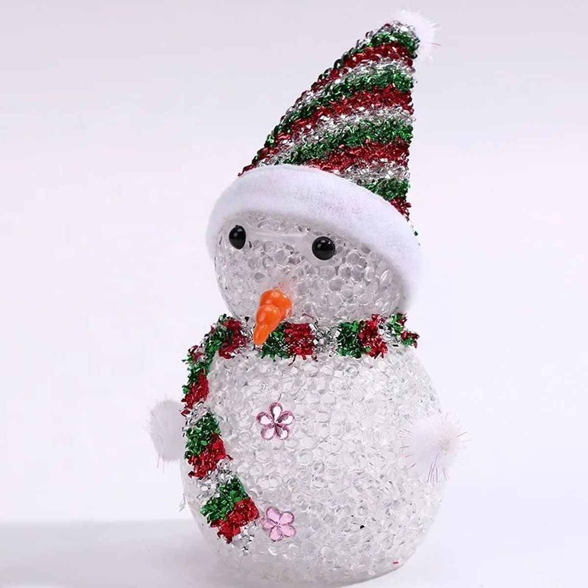 GENERICO - Pack 12 muñeco de nieve Led Colores decorativo 14cm