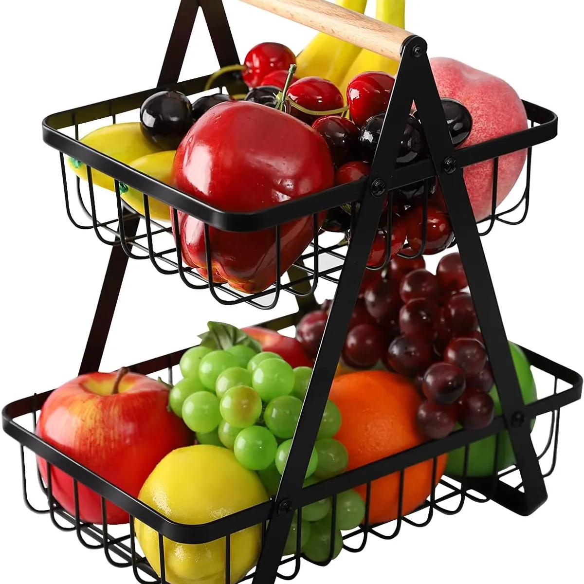 YOMYM - Cesta Frutas 2 Niveles Estante De Almacenamiento