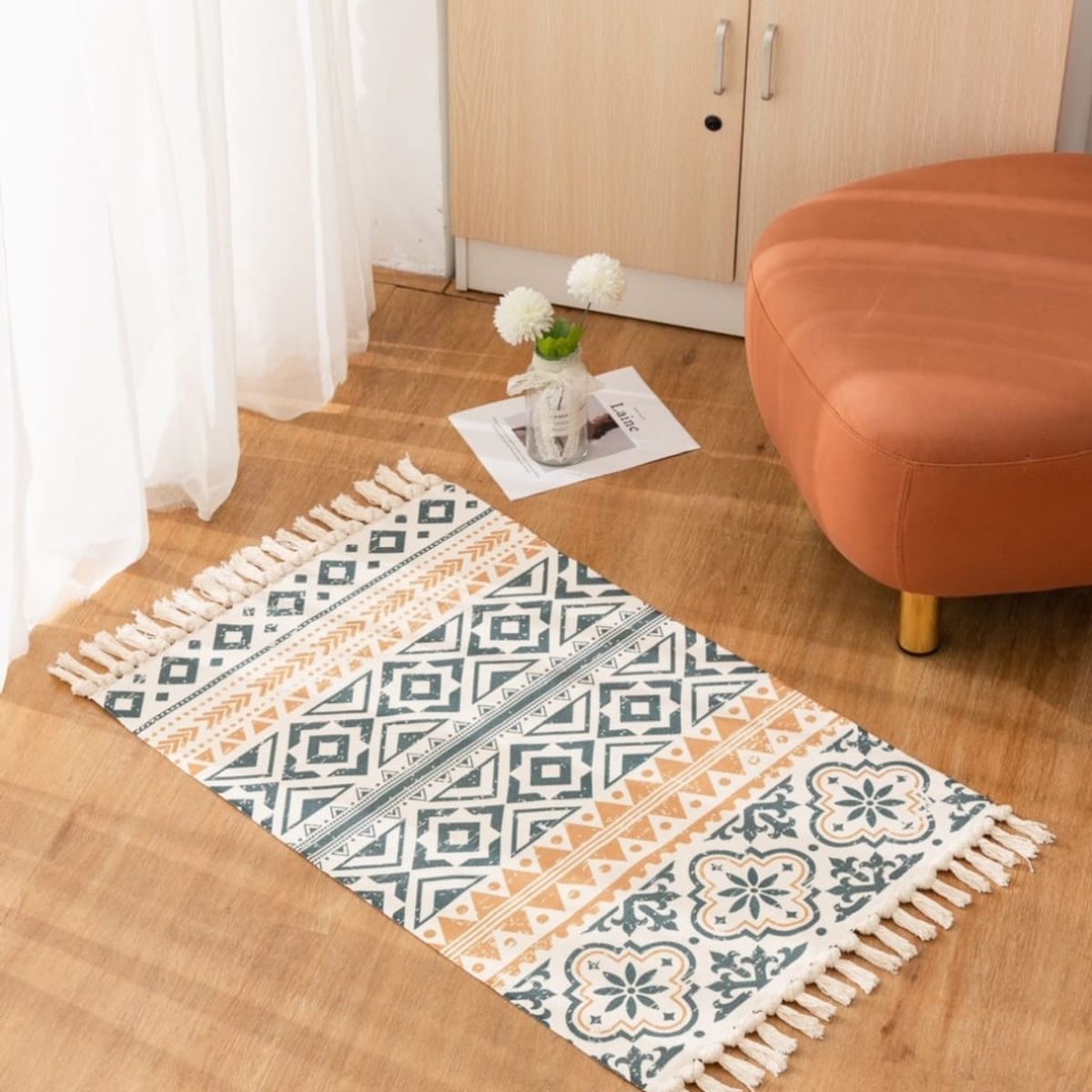 ANGELES DEL HOGAR - Alfombra de  Algodón  Bajada de Cama 60cm x 90 cm