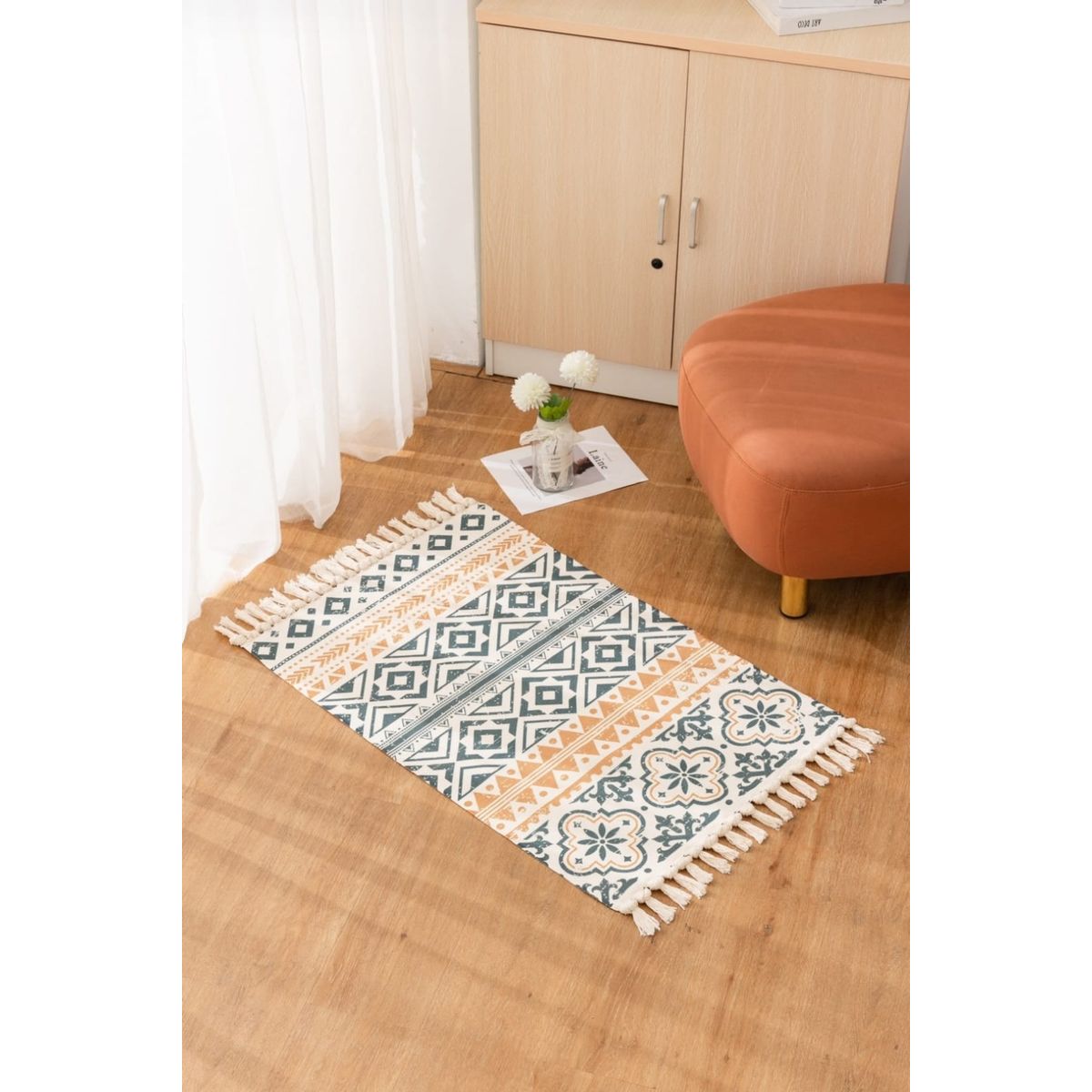 ANGELES DEL HOGAR - Alfombra de  Algodón  Bajada de Cama 60cm x 90 cm