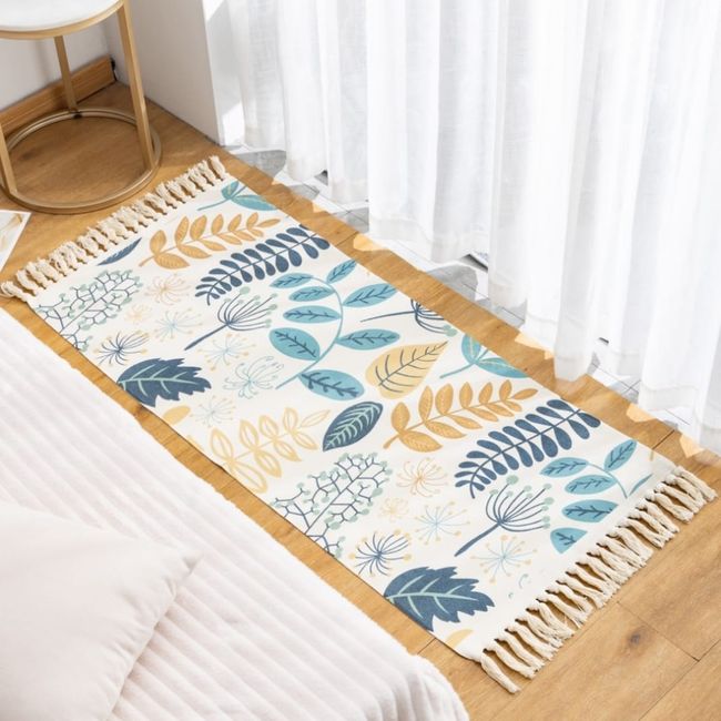 ANGELES DEL HOGAR - Alfombra de  Lino  Bajada de Cama 60cm x 130 cm