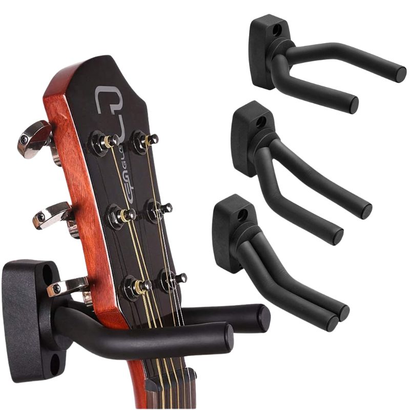 GENERICO - Pack 4 Soporte Guitarra Pared Colgador Bajo Y Ukelele Negro