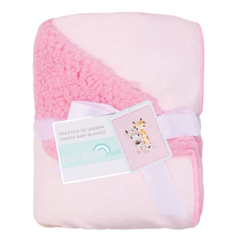 BAMBINO - Manta Frazada de Sherpa Fucsia Animales