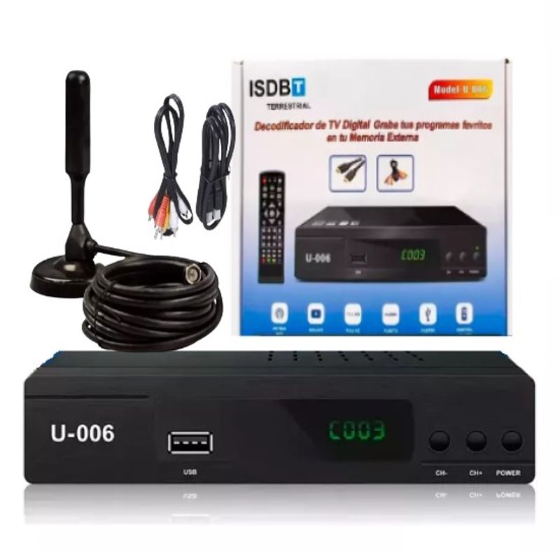 GENERICO - Kit Decodificador Tv Digital Hd mas Antena Para Televisores Antiguos