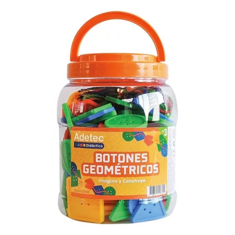 ADETEC - Juego Didáctico Botones Geométricos Para Hilar Adetec 100 Pz