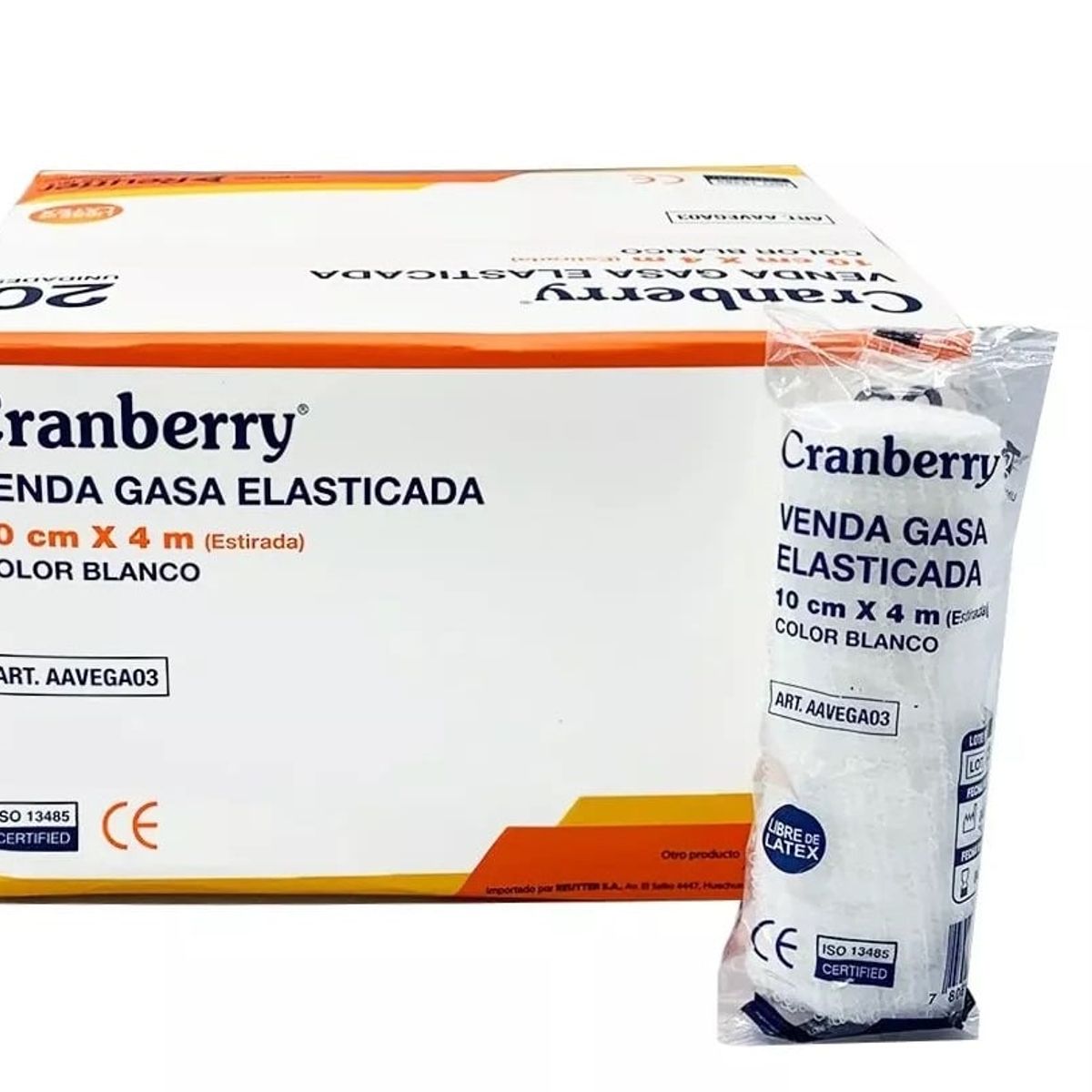CRANBERRY - Venda Gasa Elasticada Blanca Cranberry 10cm X 4mts 20 Unds