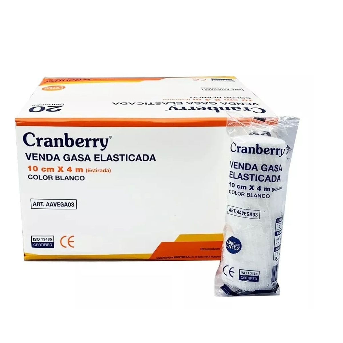 CRANBERRY - Venda Gasa Elasticada Blanca Cranberry 10cm X 4mts 20 Unds