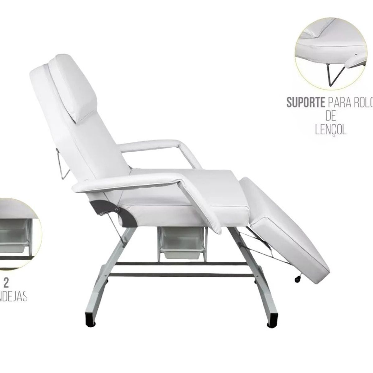 GENERICO - Camilla De 3 Cuerpos Porta Toallas Cosmetología Masaje Blanca