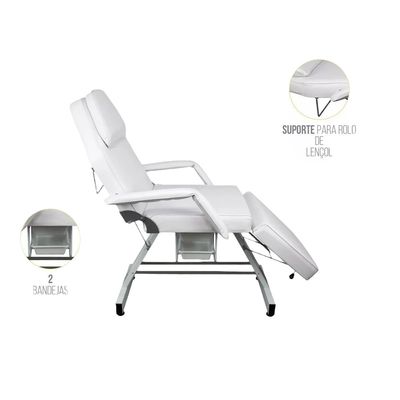 Imagen 2 del producto Camilla De 3 Cuerpos Porta Toallas Cosmetología Masaje Blanca