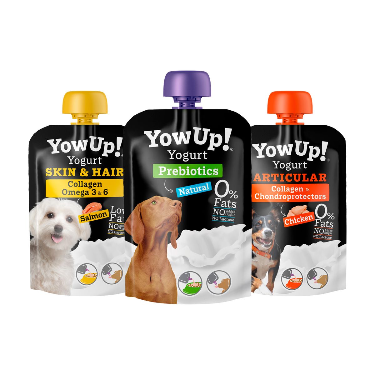 YOW UP - Pack X3 Yogurt para Perro Yow Up Natural-Articular-Skin&Hair
