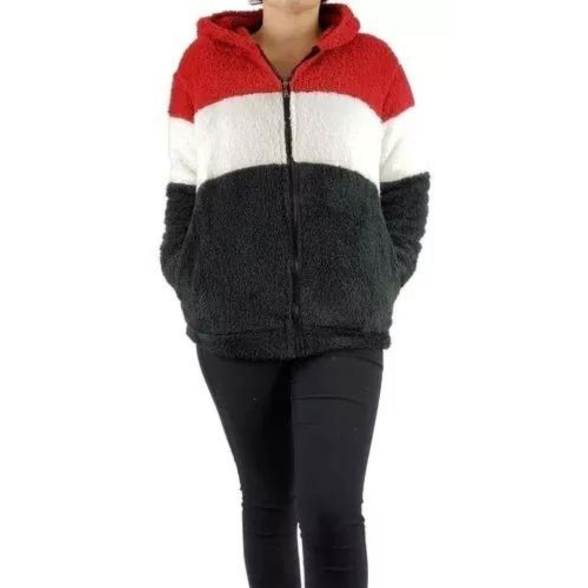 LIKE SHOP - Corderito Peludo Chaqueta Valley Sherpa Mujer Con Gorro 035