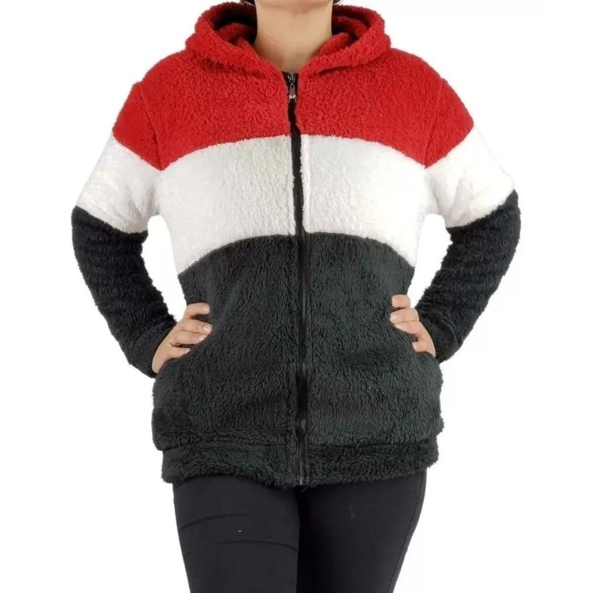 LIKE SHOP - Corderito Peludo Chaqueta Valley Sherpa Mujer Con Gorro 035