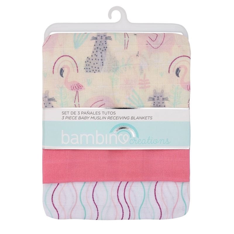 BAMBINO - Set de 3 Pañales Tutos para bebé rosados flamencos