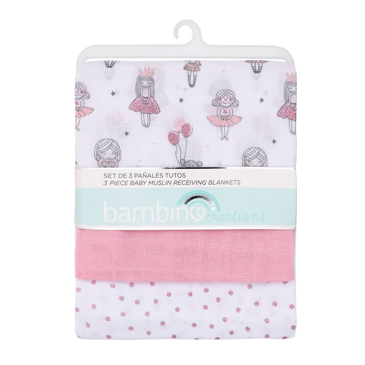 BAMBINO - Set de 3 Pañales Tutos para bebé rosado bailarinas