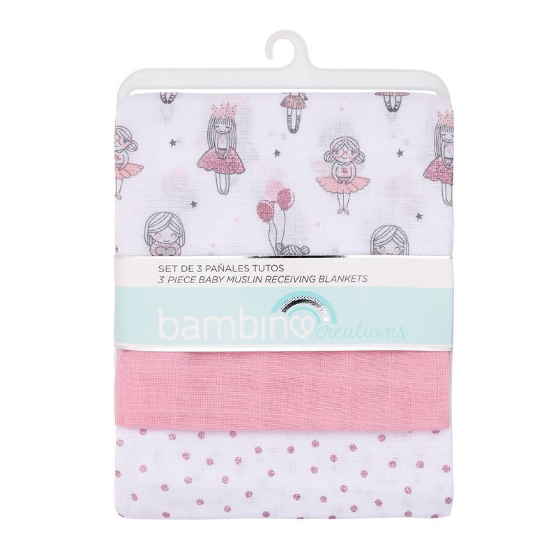 BAMBINO - Set de 3 Pañales Tutos para bebé rosado bailarinas