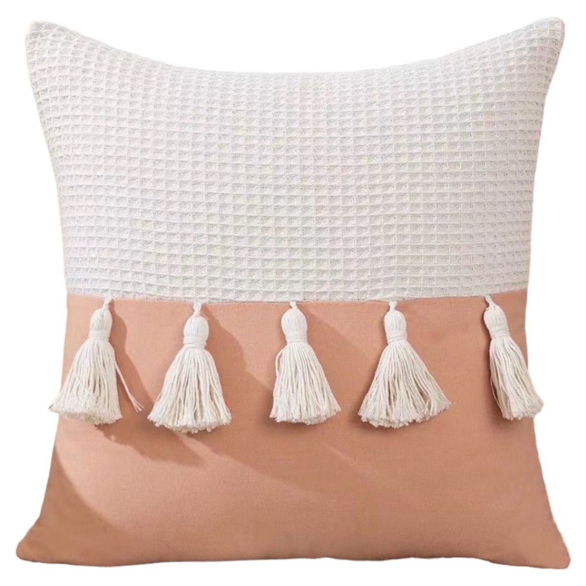 GENERICO - Funda Para Cojín Mitad Pompones 45x45 Rosa 1 Und