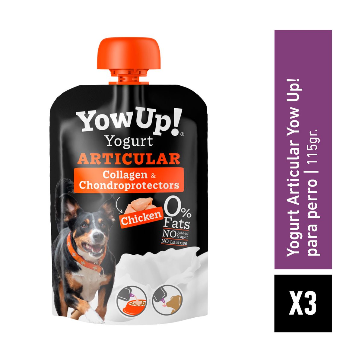 YOW UP - Pack X3 Yogurt para perro Yow Up Articular 115 gr