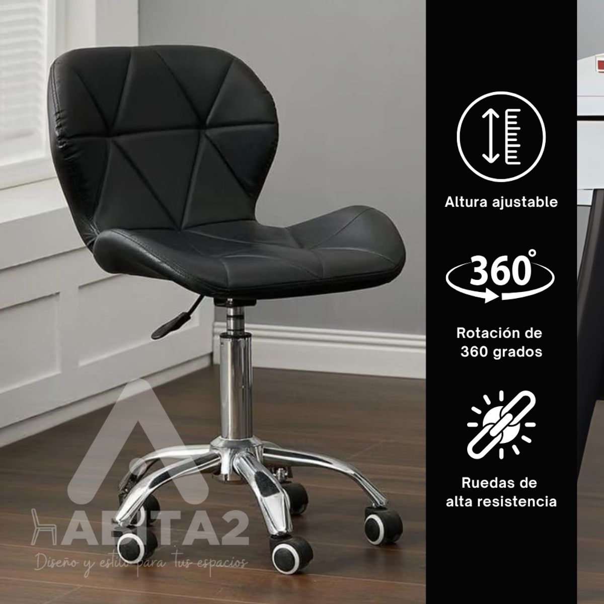 HABITA2 CHILE - Silla de escritorio negra ejecutiva ergonómica mariposa