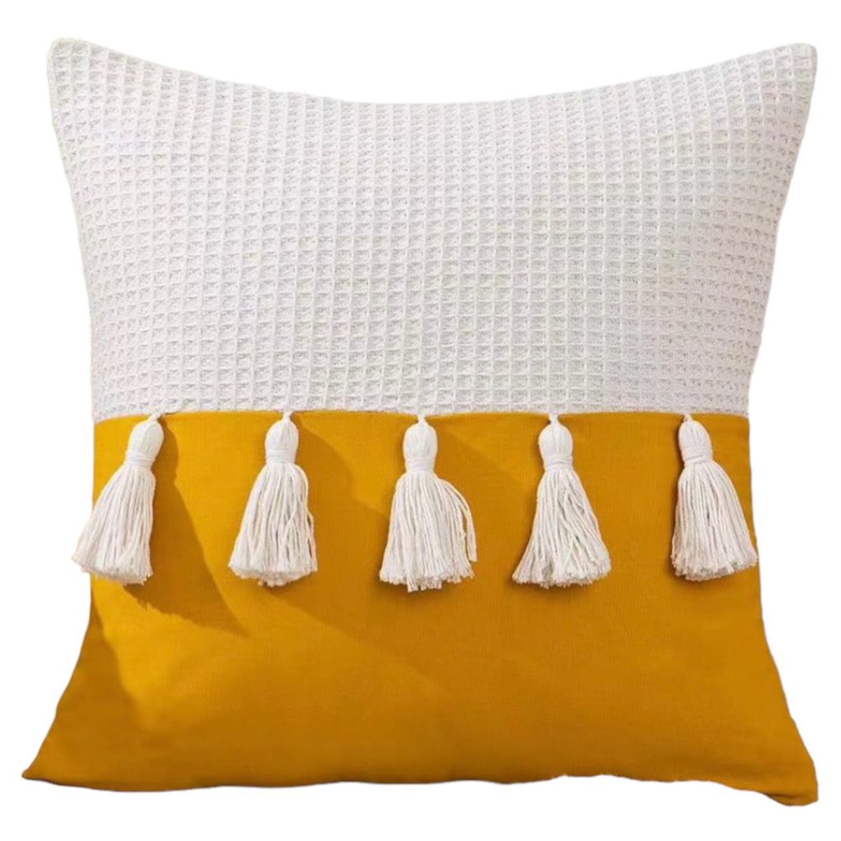 GENERICO - Funda Para Cojín Mitad Pompones 45x45  Naranja1 Und