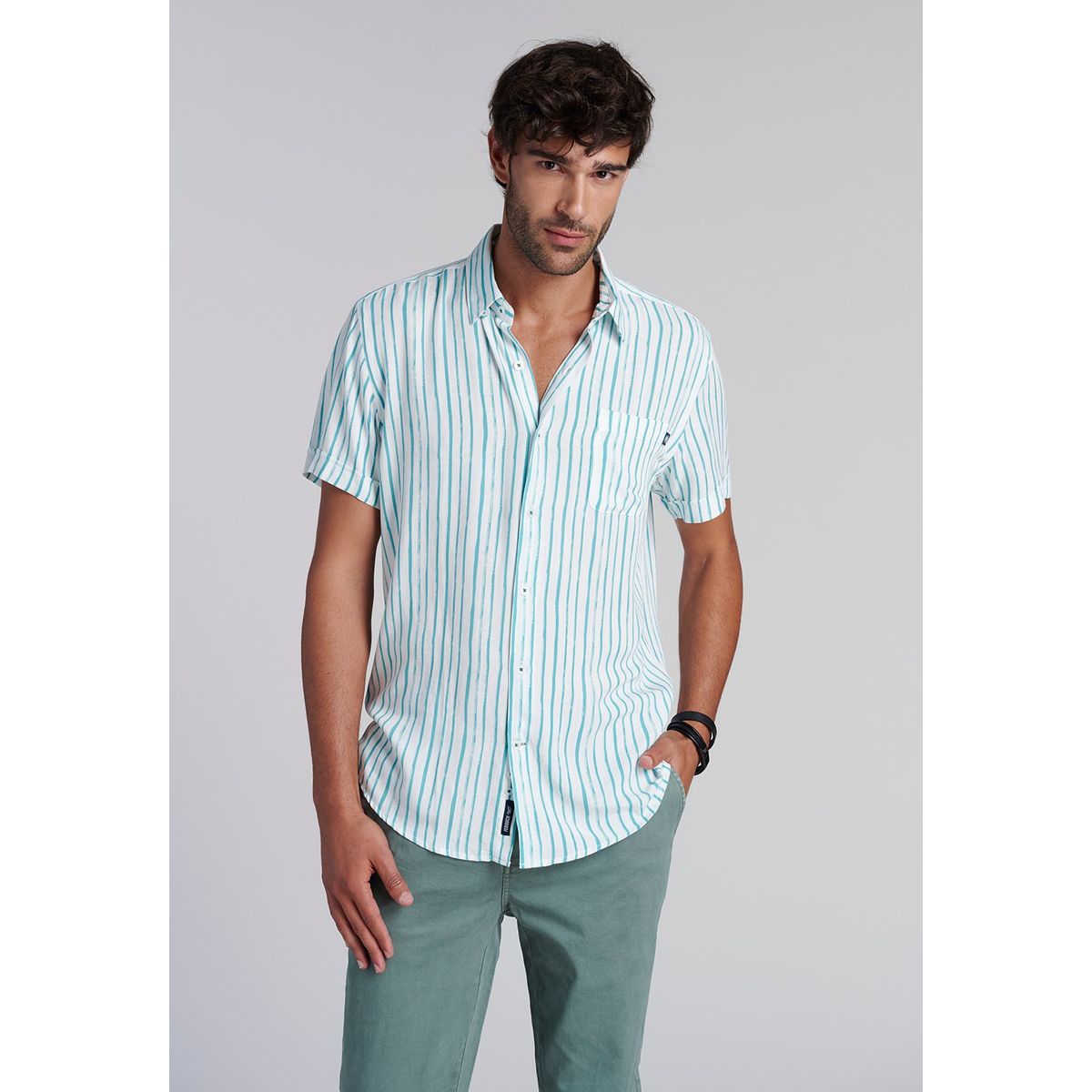 FEROUCH - Camisa Listada Dallas  F Verde Ferouch