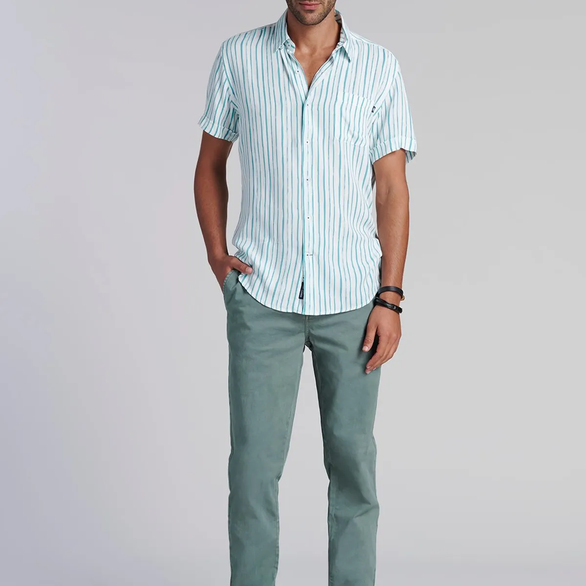 FEROUCH - Camisa Listada Dallas  F Verde Ferouch