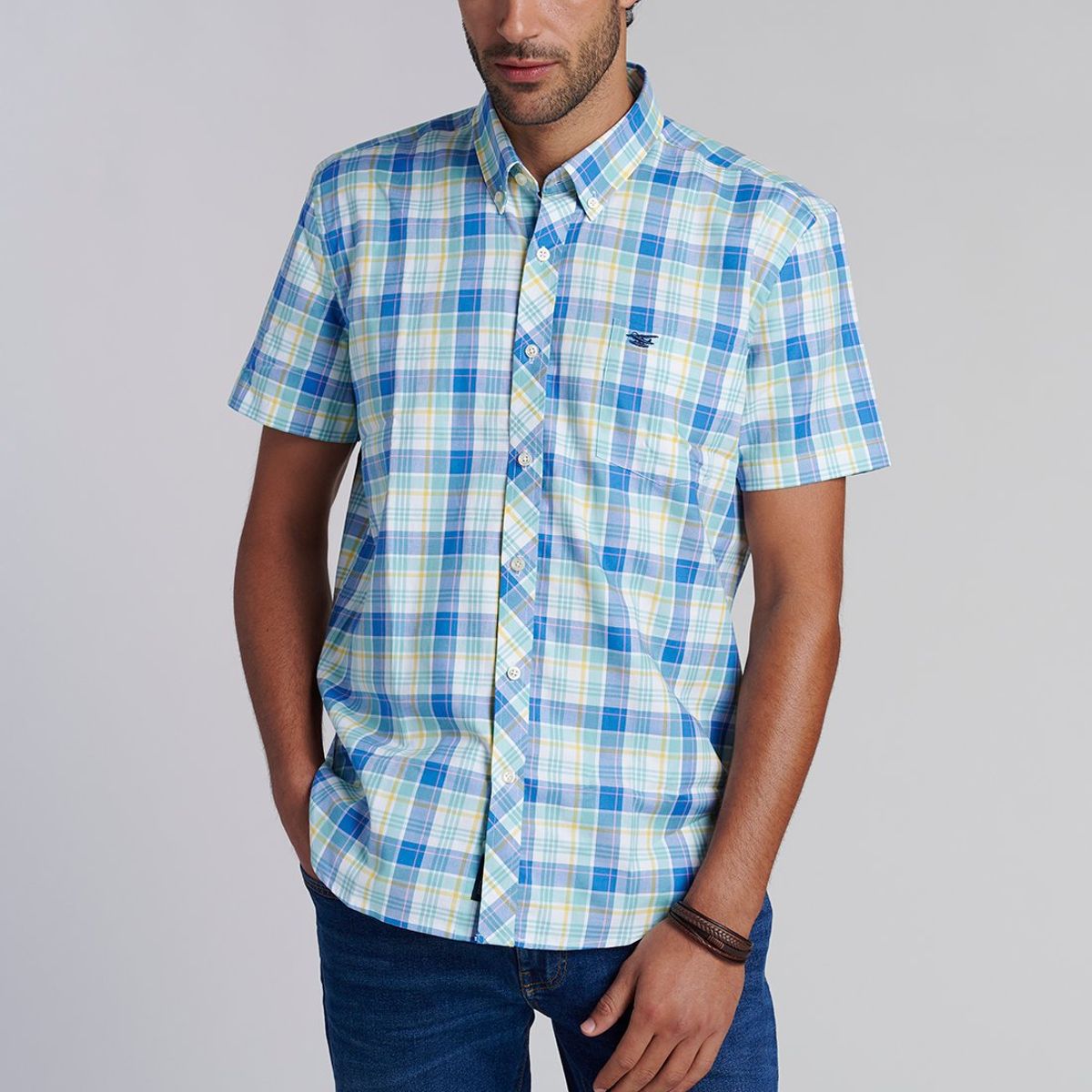 FEROUCH - Camisa Checkered Kansas  F Azul Ferouch