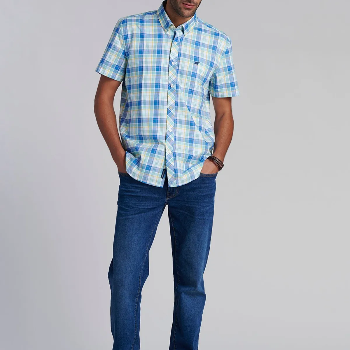 FEROUCH - Camisa Checkered Kansas  F Azul Ferouch