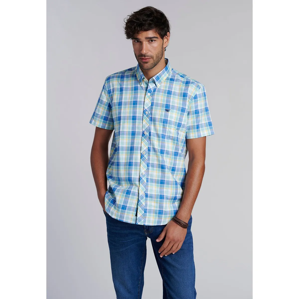 FEROUCH - Camisa Checkered Kansas  F Azul Ferouch