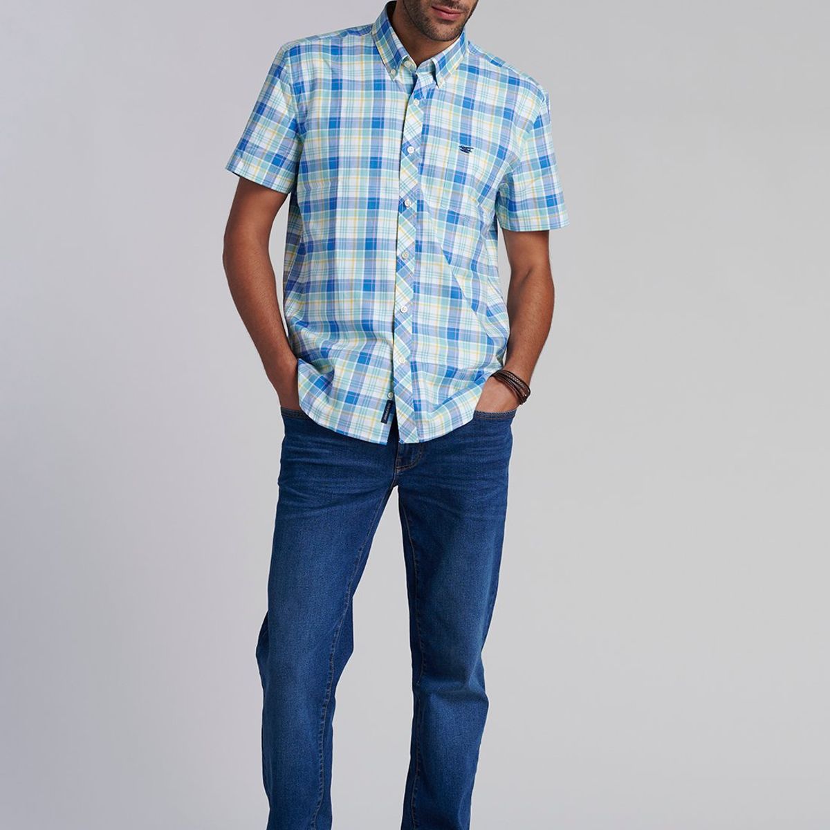 FEROUCH - Camisa Checkered Kansas  F Azul Ferouch