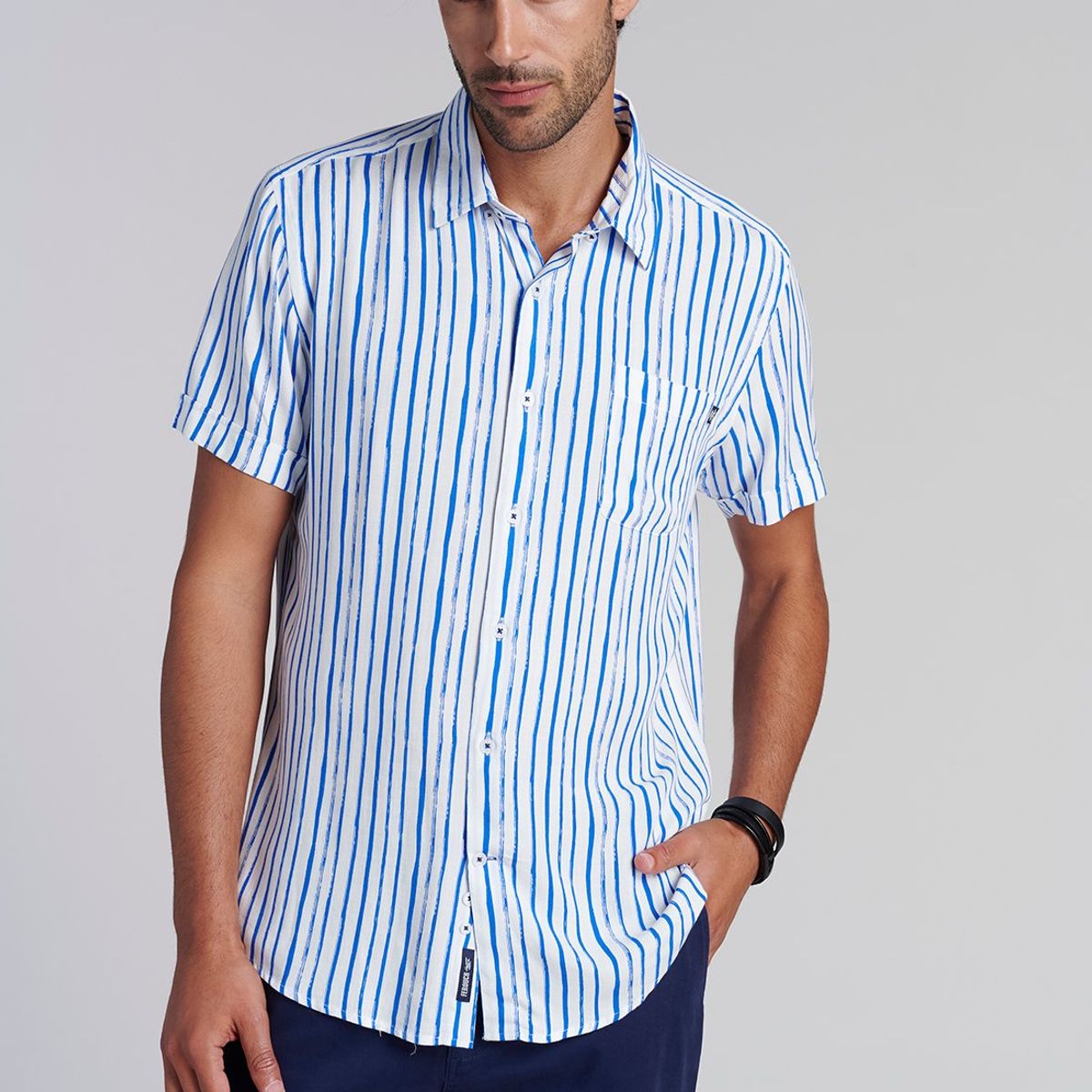 FEROUCH - Camisa Listada Dallas  F Azul Ferouch